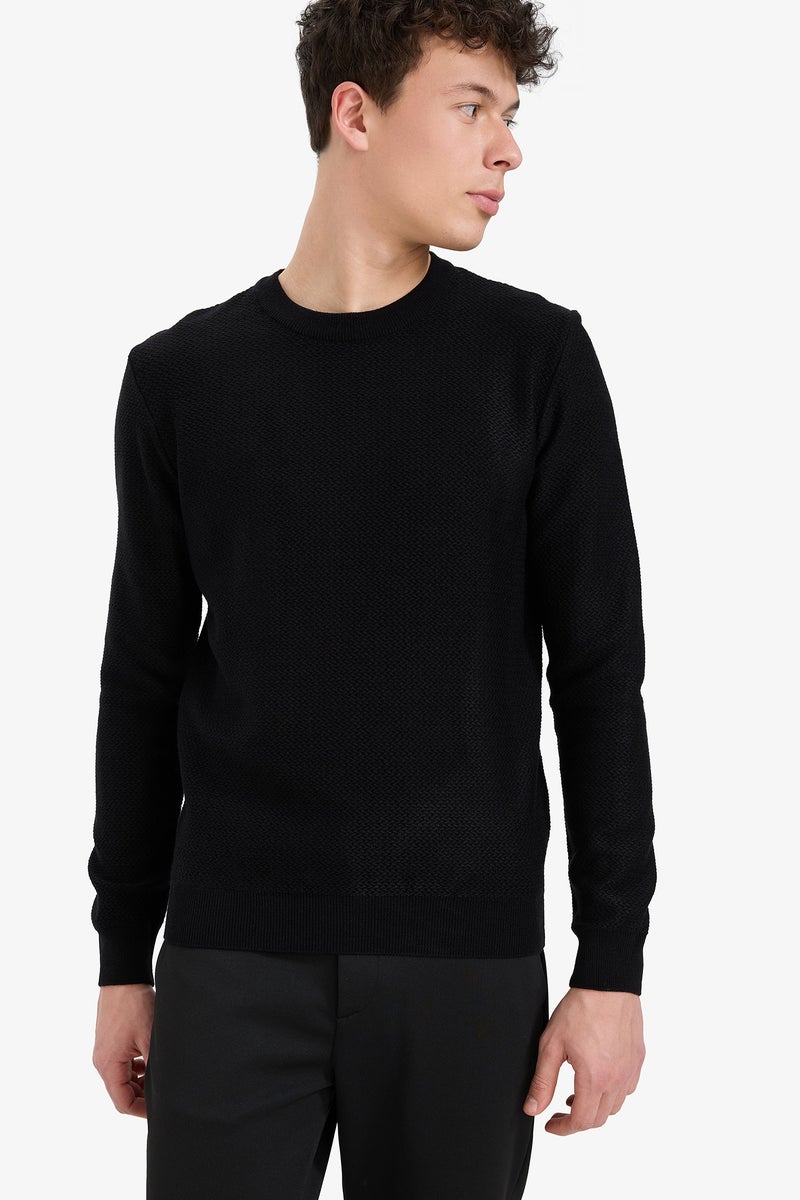 DeFacto Black Man Standard Fit Crew Neck Knitwear Pullover Casual - Image 5